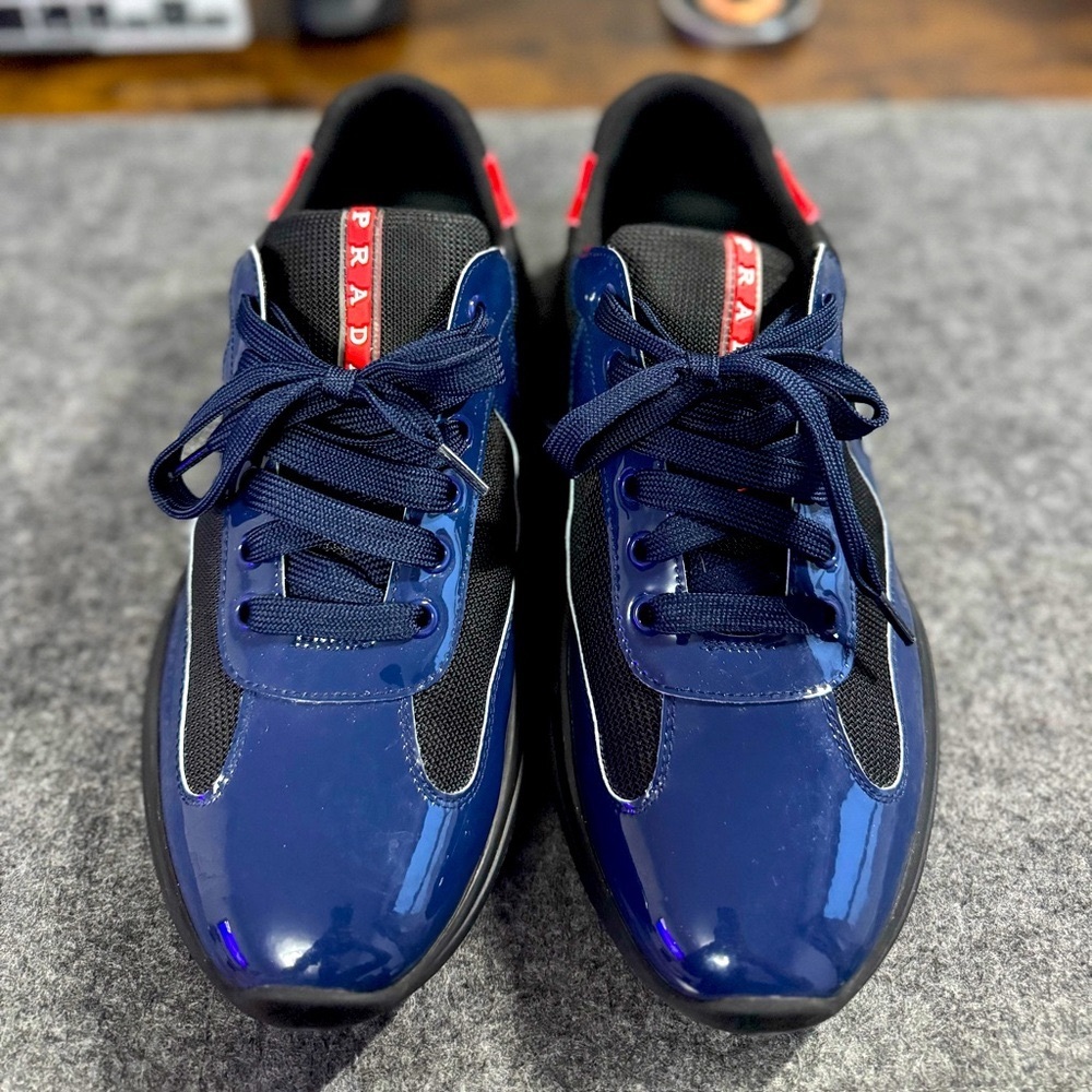 Prada Men's Navy and Black Sneakers